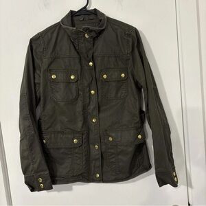 J. Crew Olive Utility Jacket with Gold Buttons